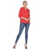Women's Pleated Long Sleeve Leaf Print Blouse - White Mark - 4 of 4