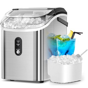 ZAFRO Nugget Ice Maker Countertop with Self-Cleaning Function,Ice Machine with Handle, Compact Design for Home Use(Stainless Steel Silver) - 1 of 4