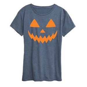 Women's - Instant Message - Pumpkin Face 1 Short Sleeve Graphic T-Shirt - 1 of 4