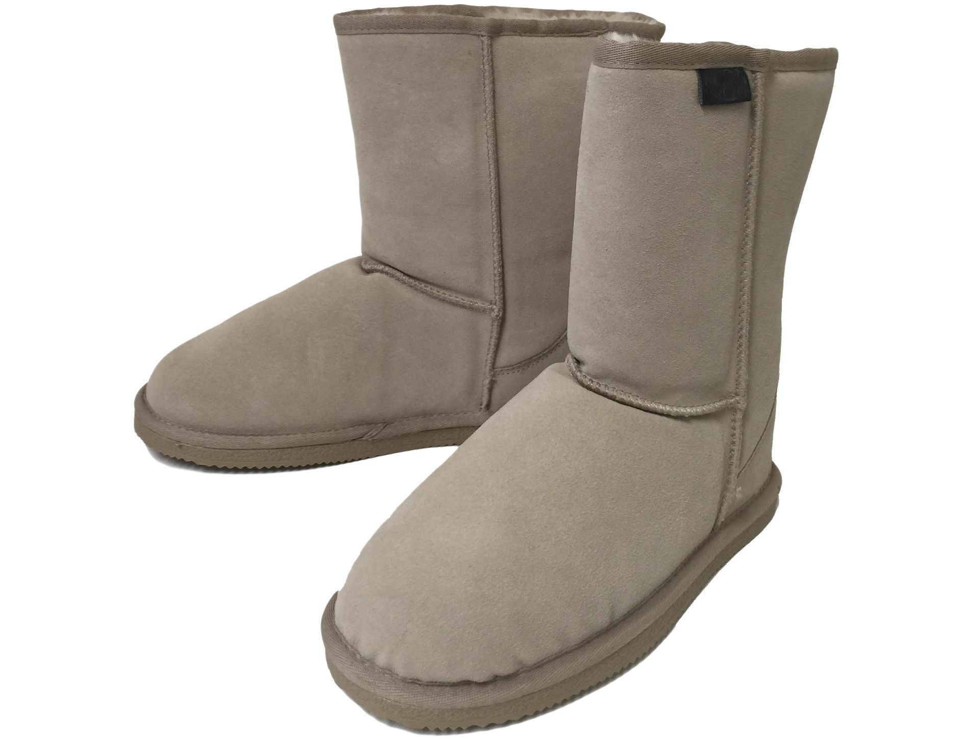 Women's Winter Boots Beige Fashion Suede 8" Mid Calf Shearling Warm Fur Shoes