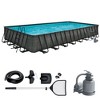 Funsicle Oasis Designer Outdoor Rectangular Frame Above Ground Swimming Pool Set with Accessories and Maintenance Kit, Dark Herringbone Gray - 2 of 4