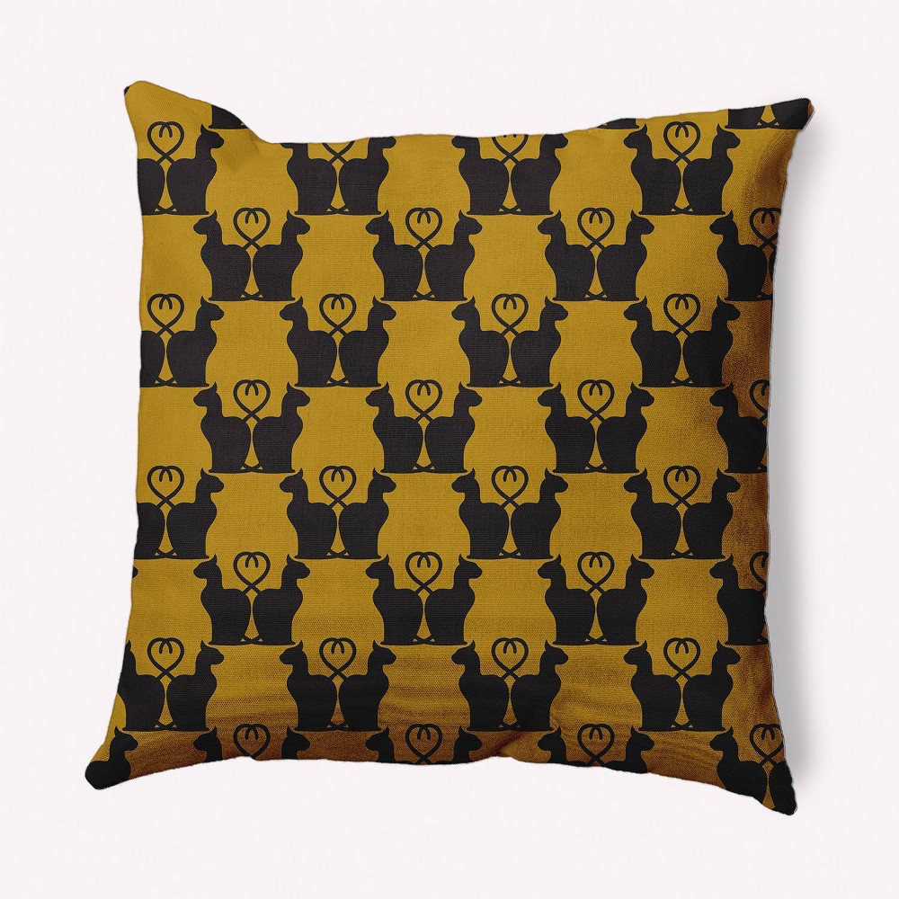 16"x16" Cat Clowder Print Square Throw Pillow Autumn Gold - e by design: Halloween Theme, Indoor Decor