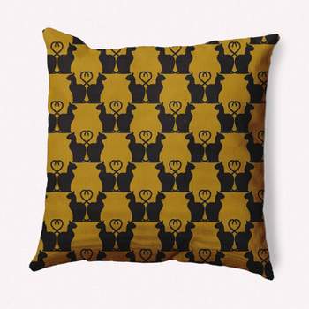 16"x16" Cat Clowder Print Square Throw Pillow Autumn Gold - e by design