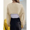 Clearlove Women Long Sleeve Crop Tops Hollow Out Crochet Shrug Bolero Top Cover Up Mesh Pullover - 4 of 4