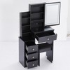 Ridstar 29.2 in. W Small Space Left Bedside Cabinet Vanity Table with Cushioned Stool For Small Space-Black - 4 of 4