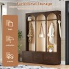 KTMBDW Farmhouse Hall Tree with Bench and 3 Drawers, 3-in-1 Entryway Hall Tree, with with 8 Retro Hooks, for Entryway, Hallway - 3 of 4