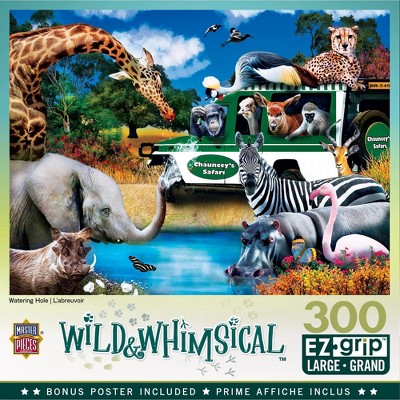 MasterPieces Wild & Whimsical Puzzles Collection - Watering Hole 300 Piece EZ Grip Jigsaw Puzzle