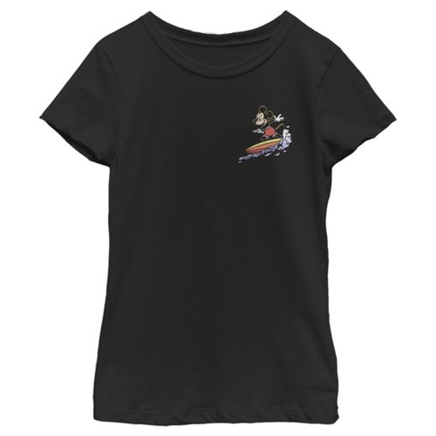 Girl s Disney Mickey Mouse Pocket Surfer T Shirt Black Large