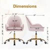 SKRAN Velvet Home Office Chair with Wheels,Cute Chair with Side Arms and Gold Metal Base for Living Room,Bedroom,Vanity Room, Adjustable Height - 3 of 4