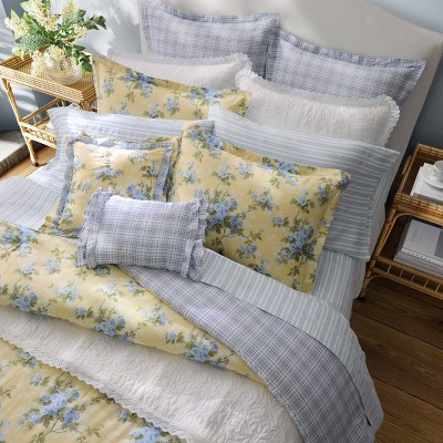 King Blue and Yellow Cotton Reversible Comforter Set
