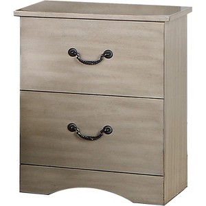 ORRD 27-Inch Modern 2-Drawer Nightstand, Pine, Grain, Brown - 1 of 4