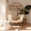 Barton Oversized Wicker Egg Chair Indoor/Outdoor Patio Lounger With Seat Cushion, Beige/White - 4 of 4