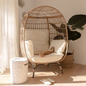 Barton Oversized Egg Style Wicker Chair w/Canopy & 4 Cushions Outdoor - 1 of 4