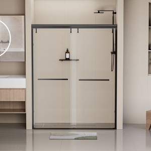 NicBex Shower Door 76"H Semi-Frameless Shower Doors Double Sliding Shower Door with 5/16" (8mm) Thick Clear Tempered Glass Door, Matte Black - 1 of 4