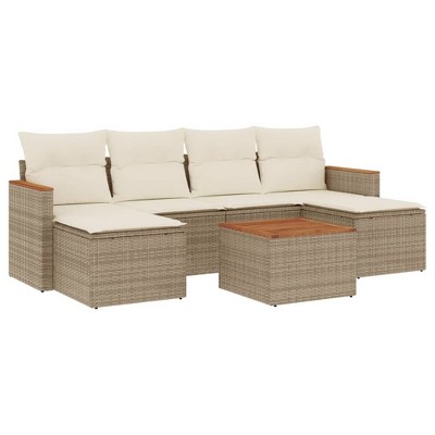 vidaXL Garden Sofa Set Beige, Cream White