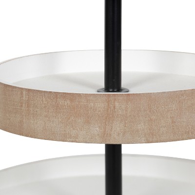 Rustic Brown and Distressed White Wooden 3-Tiered Tray