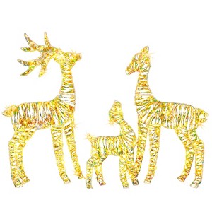 SEVOBAL Decorative Holiday Scene Props, Three-Piece Elk Family Outdoor Set with Frame for Seasonal Yard and Garden Decor, Gold, 17.72"*5.91"*18.5" - 1 of 4
