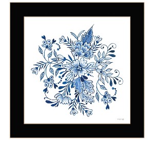 HomeRoots Floral Calligraphy Sketches Black Framed Print Wall Art - 1 of 4