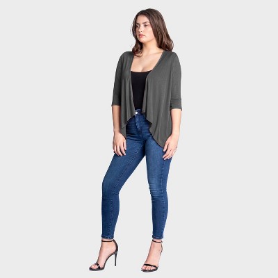 24seven Comfort Apparel Womens Elbow Sleeve Open Cardigan