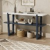 MAYEERTY Console Table with Marble Effect Top Open Shelf For Hallway Living Room Navy - 2 of 4