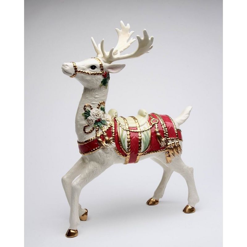 Kevins Gift Shoppe Ceramic Christmas Fantasia Standing Deer Figurine, 1 of 4