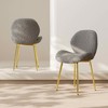 MAYEERTY Modern Minimalist Green Teddy Velvet Dining Chairs Set of 2 with Sturdy Gold Metal Legs Backrest for Kitchen Restaurants Office Gray - 3 of 4