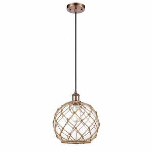 Farmhouse Rope - 1 Light Cord Hung Mini Pendant In Industrial Style-13 Inches Tall and 10 Inches Wide - 1 of 1