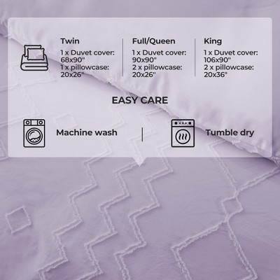 Purple Geometric Jacquard Twin Duvet Cover and Pillowcase Set