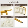 white Swivel bar height bar stools set of 2, hand woven back and gold metal legs, modern low back upholstered kitchen chair - 4 of 4