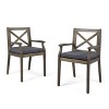 VYNXARIA Classic Acacia Wood Dining Chairs with Cushions - Set of 2, Sturdy Wooden Arms, Water-Resistant Grey Fabric Cushions,Dark Gray - 3 of 4