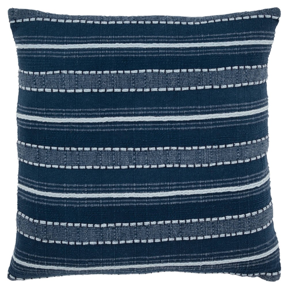 Photos - Pillow 20"x20" Oversize Striped Design Square Throw  Cover Indigo - Rizzy H