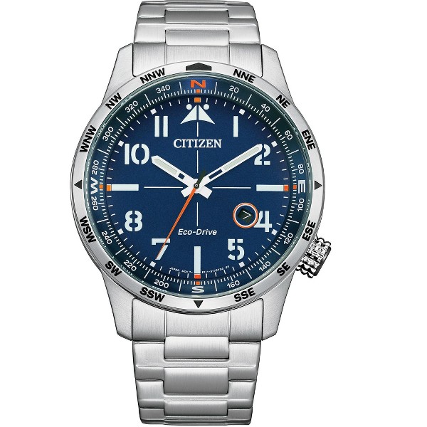 Reloj Citizen Eco-Drive Sport Casual para Hombre, Caja y Pulsera en Tono Plateado, 3 Manecillas, Fecha