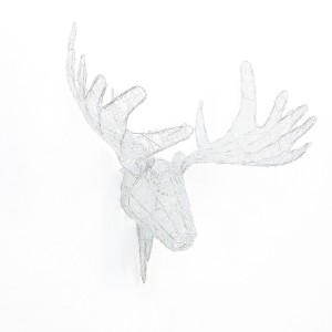 LuxenHome Lighted Moose Head Christmas Decoration with Timer, Outdoor Holiday Wall Decor White - 1 of 4