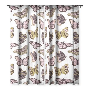 Jessica Molina Texas Butterflies Blush and Gold Set of 2 Panel Sheer Window Curtain - Deny Designs - 1 of 4