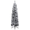vidaXL Slim Artificial Christmas Tree with LEDs&Ball Set Accessory Ornament Festival Holiday Party Home Artificial Tree Xmas Decoration Green - 3 of 4