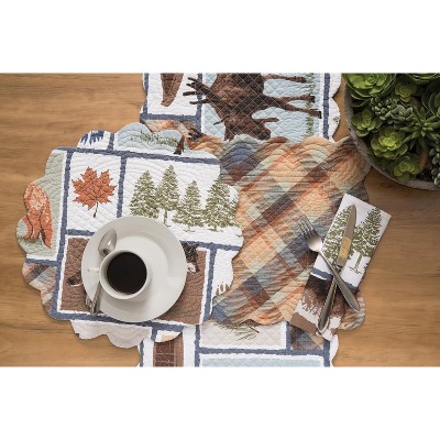Rustic Quilted Cotton Placemat Set with Nature Motifs