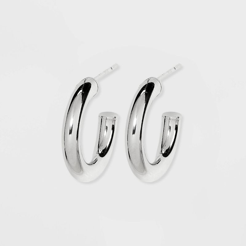 Sterling Silver Small Tube Hoop Earrings - A New Day&#8482; Silver, 4 of 5