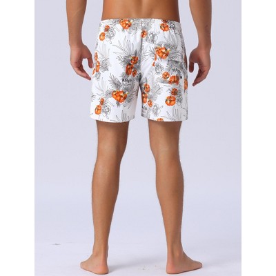 INSPIRE CHIC Men's Summer Hawaiian Pattern Drawstring Elastic Waist Mesh Lining Board Shorts White 28 — фото 3
