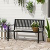 Outsunny 50" Garden Park Bench, Slatted Steel Outdoor Decorative Loveseat for Patio Lawn - 3 of 4