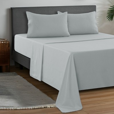 Microfiber Sheets Set 4 Piece Solid Sheet Set Deep Pocket Bed Sheets Plain Bedding with Pillowcases  - Lux Decor Collection