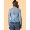 Allegra K Women's See-Through Long Sleeve Turtleneck Sheer Floral Lace Blouse - 4 of 4