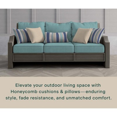 Textured Solid Coastal Blue Outdoor Deep Seating Chair Cushion Set