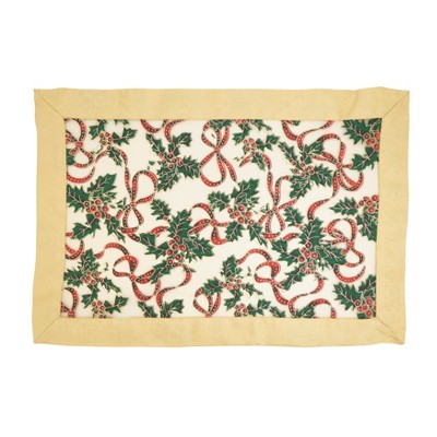 Saro Lifestyle Printed Xmas Placemat, 14"x20" Oblong, Gold (Set of 4)