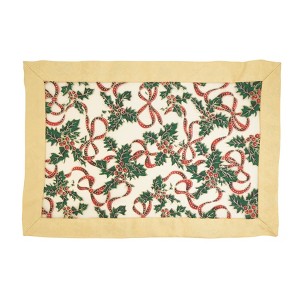 Saro Lifestyle Printed Xmas Placemat, 14"x20" Oblong, Gold (Set of 4) - 1 of 3