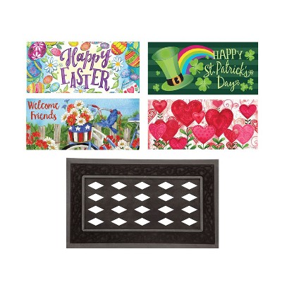 Evergreen Flag Sassafras Doormat Spring Summer Holidays - Easter July Fourth St Patricks Day and Valentines Day - Set of 5