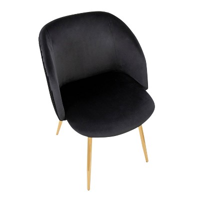 Fran Pleated Black Velvet and Gold Metal Dining Chairs (Set of 2)