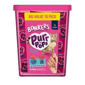 Bonkers Purrpops Tuna and Salmon Flavor Freeze-Dried Cat Treats - 0.06lb/18ct - 1 of 4