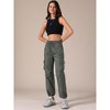 INSPIRE CHIC Women's Y2K Streetwear High Waisted Pockets Casual Long Cargo Pants - 2 of 4