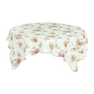 PiccoCasa Plastic Vinyl Water Oil Resistant Printed Square Tablecloths Pink Rose 53"x53" - 1 of 4