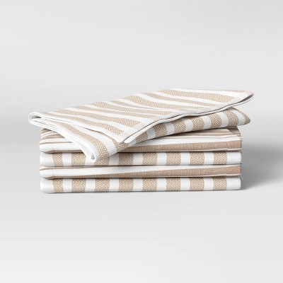 Hearth & Hand Magnolia Stripe Plaid Tan Cotton Oversized Kitchen Towels Set  of 2